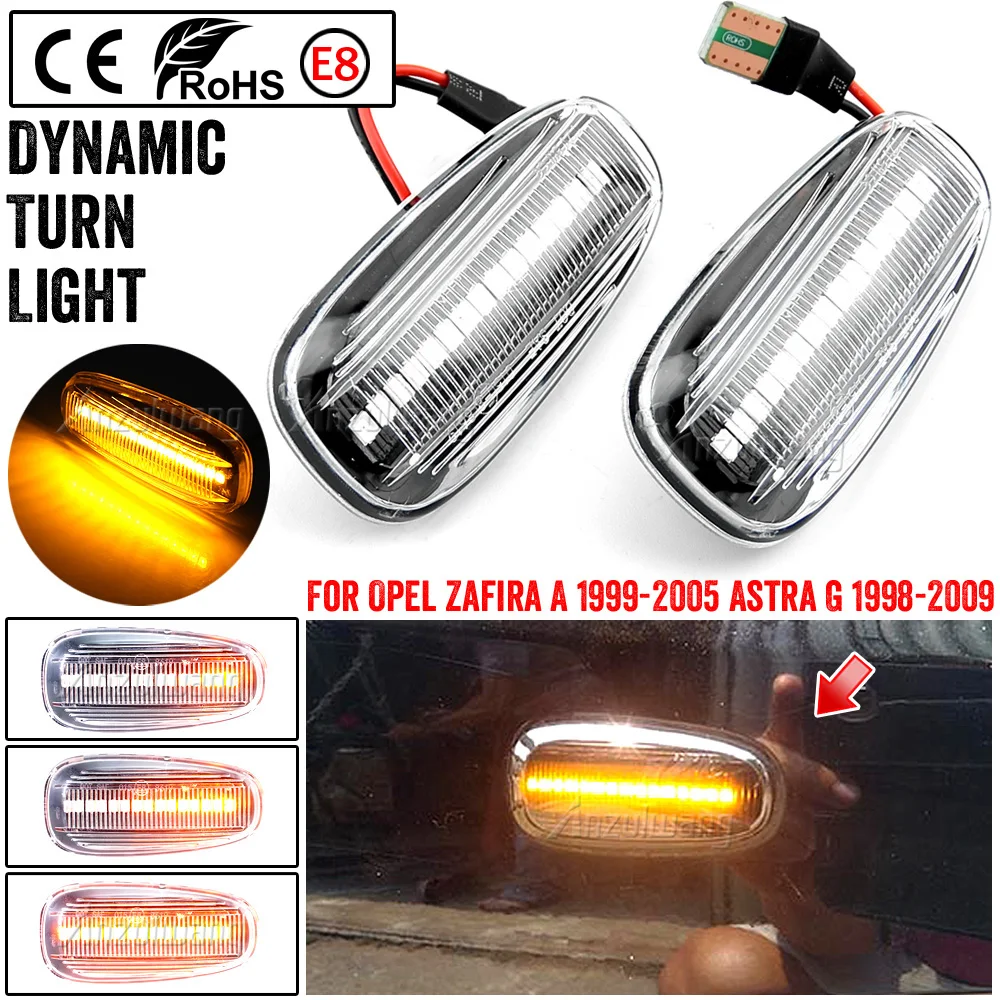 

2x Dynamic LED Side Marker Flowing Turn Signal Side Repeater Lamp Sequential Blinker for Opel for Zafira A 99-05 for Astra G