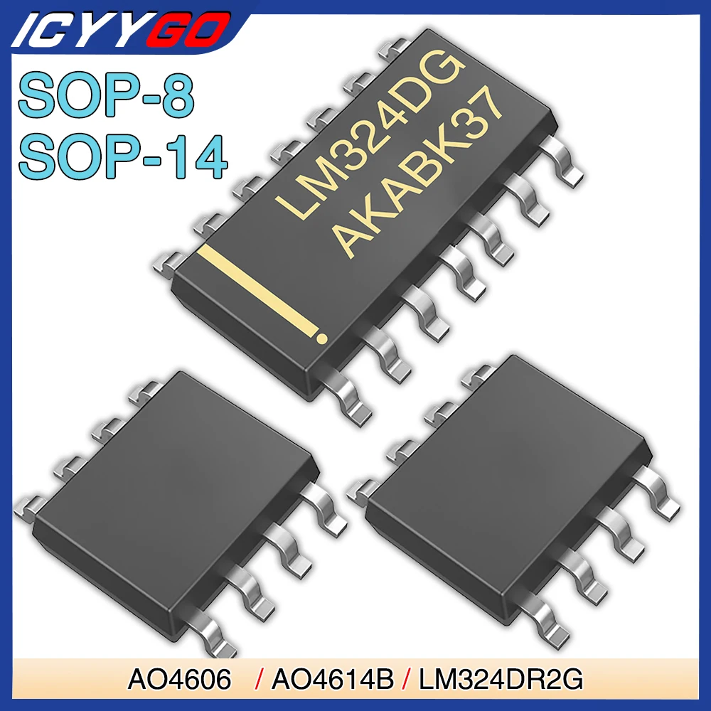 

SOP8 AO4614 AO4614B AO4614B Complementary Trench MOSFET SOP14 LM324DR2G Quad Operational Amplifier Transistor Bipolar Junction