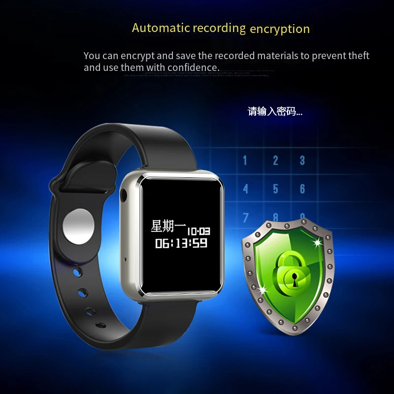 

S5 Recording Pen Mp3 Ai Intelligent High-definition Noise Reduction Encryption Voice-activated Recording Watch Sports Bracelet