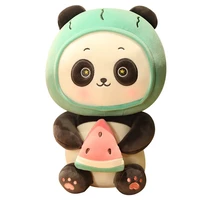 new cute cartoon fruits panda plush toys bear with strawberry watermelon fluffy animal doll children lovers present