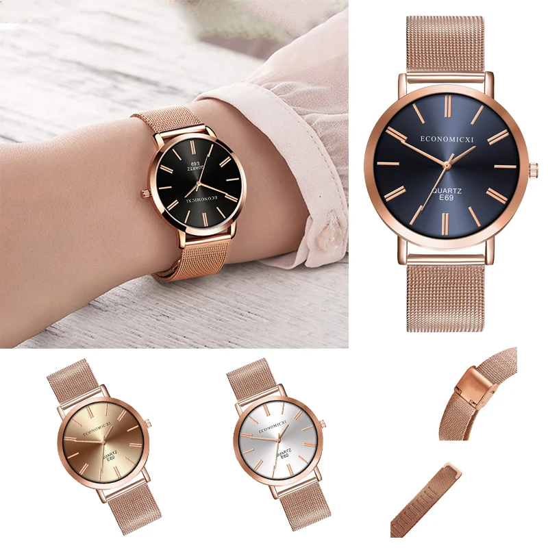 

SMVP2022 минималистичные женские модные ультратонкие часы, простые женские деловые кварцевые часы из нержавеющей стали с сетчатым ремешком, подарок Clo