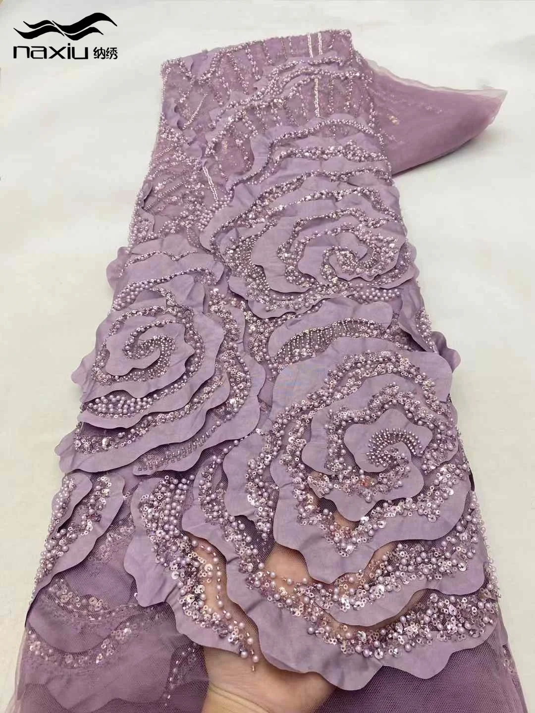 Мэдисон нигерийская кружевная ткань с бусинами для жениха 2025 высокое качество