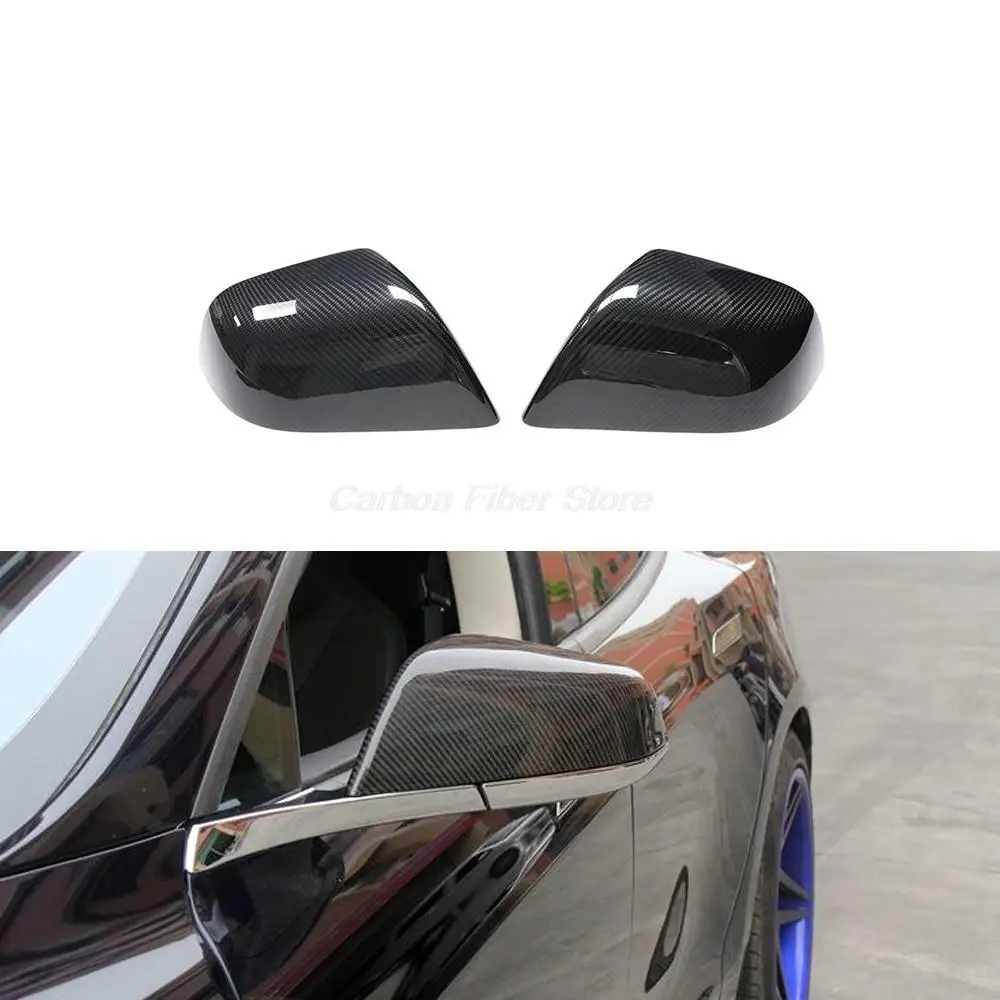 

Dry Carbon Fiber Car Rearview Mirror Covers for Tesla Model 3 2016-2019