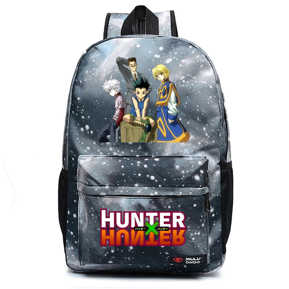 

HUNTER×HUNTER Canvas Anime Starry Sky Backpack Zipper Student Schoolbag Teenager Casual Knapsack Travel Laptop Bag Unisex