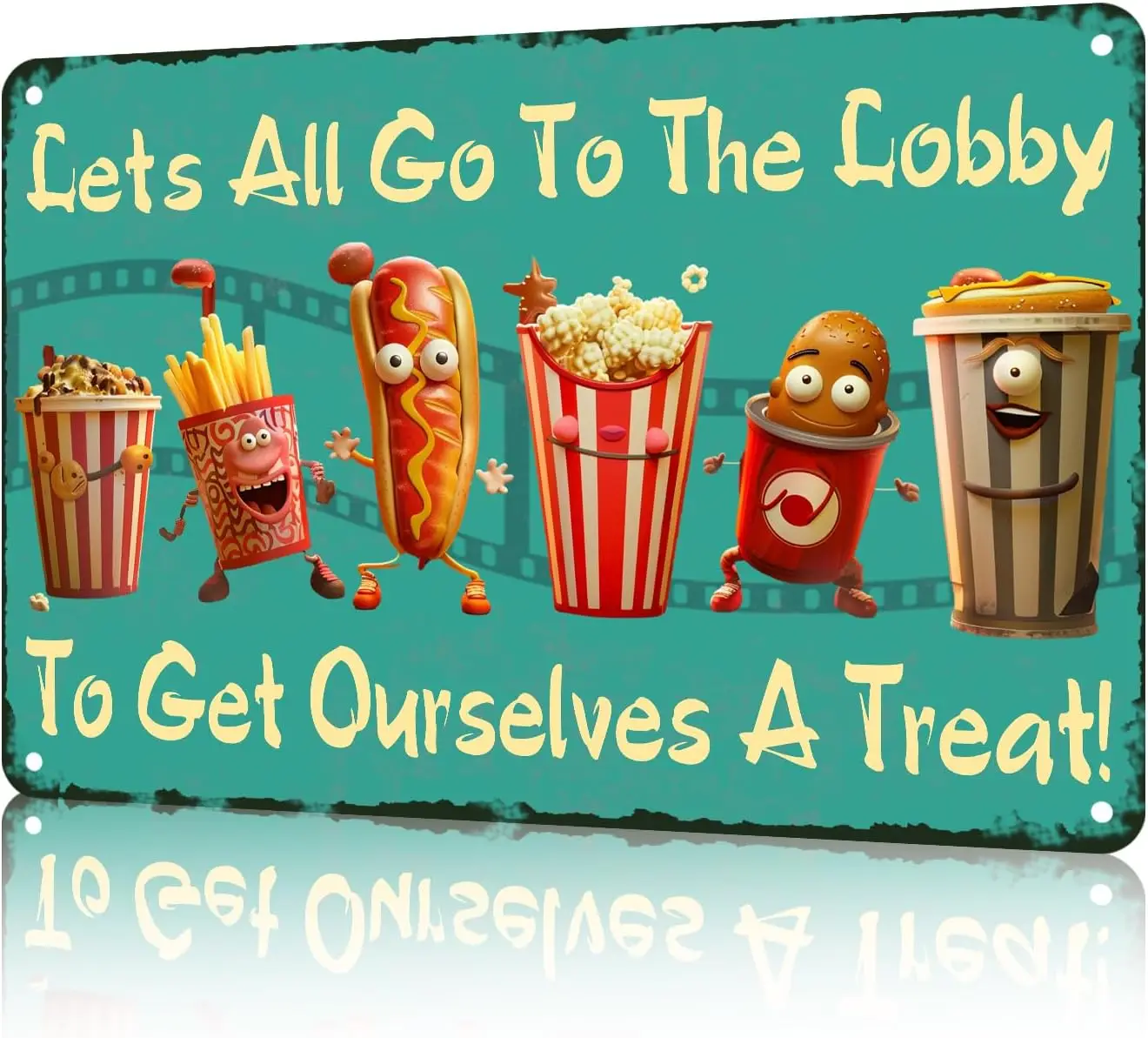Кинотеатр игровая комната снэки металлический жестяной знак пойдем в вестибюль
