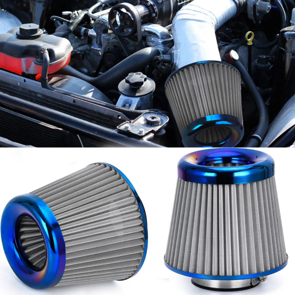 

Burnt Blue 3" 76mm Power Intake High Flow Cold Air Intake Filter Cleaner Racing Car Air Filter