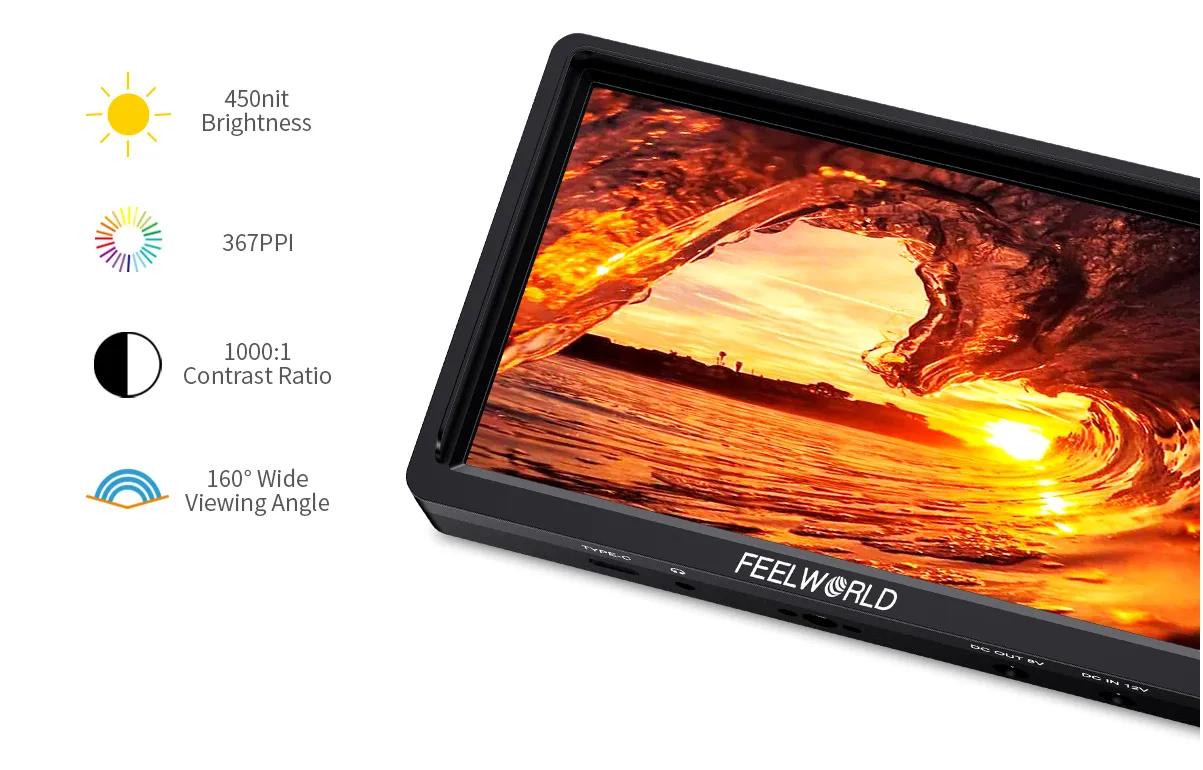 Фото ЖК-панель FEELWORLD FW568S для камеры, 6-дюймовая IPS-панель FHD 1920X108 0, видеомонитор 3G SDI 4KHDMI, вход для Youtube, гиростабилизатор №3