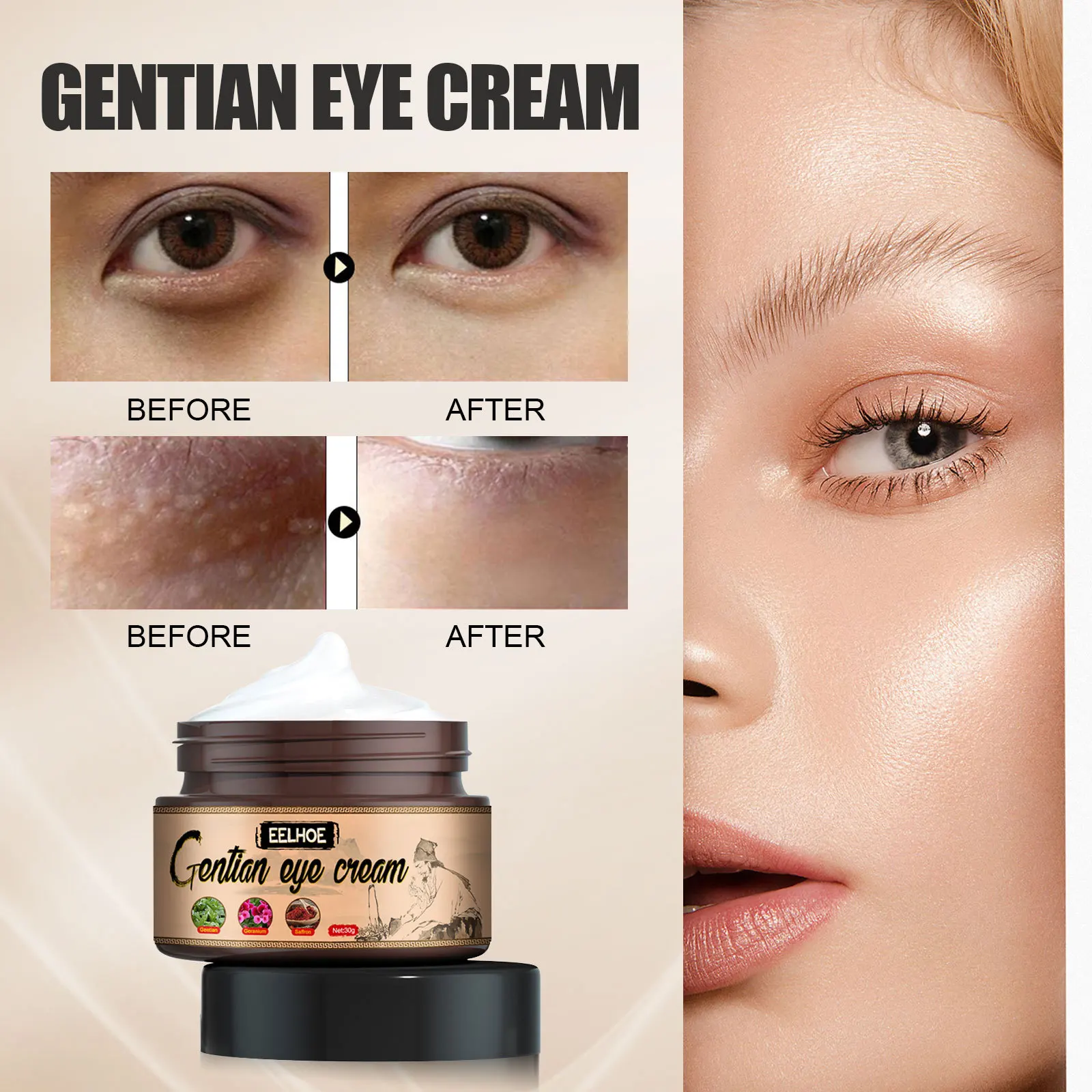 

Effective Removes Fat Granules Eyes Cream Improve Eye Bag Fine Lines Moisturizing Anti-Puffiness Lifting Firming Eye Care Serum