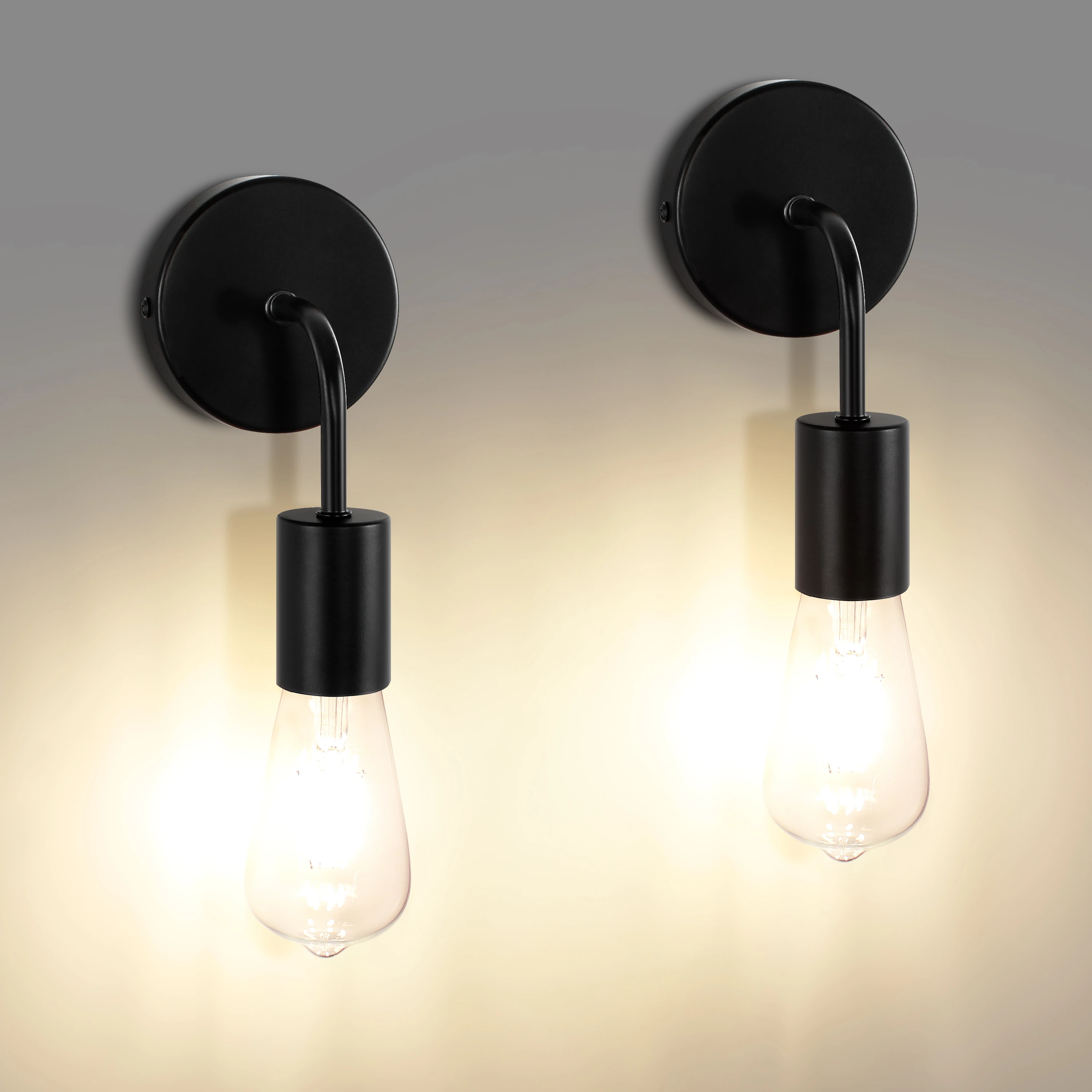 

Pack of 2 Vintage Wall Lights E27 Industrial Wall Lamp, Metal Indoor Retro Wall Light for Living Room Stairs(Bulb Not Included)