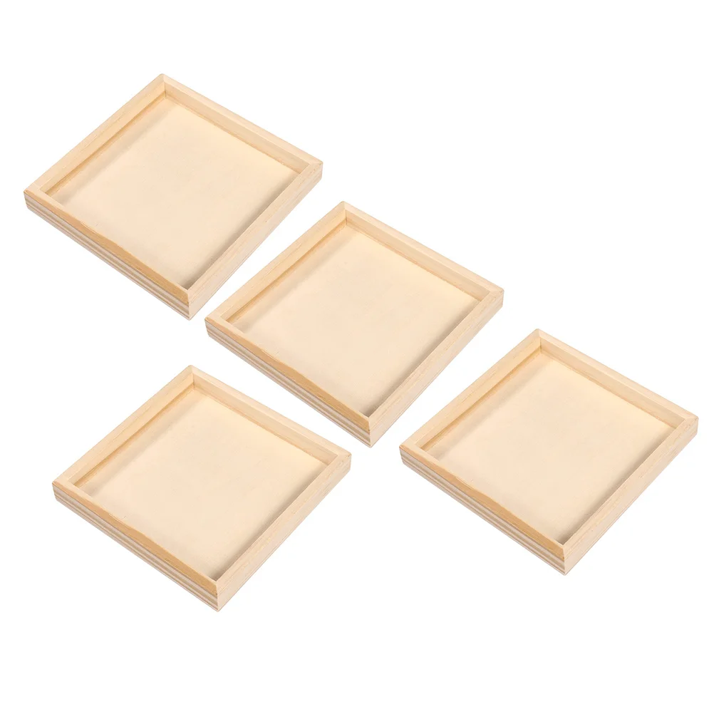 

4 Pcs Folding Puzzle Table Tray Accessory Organizer Storage Sorting Trays Wood Serving