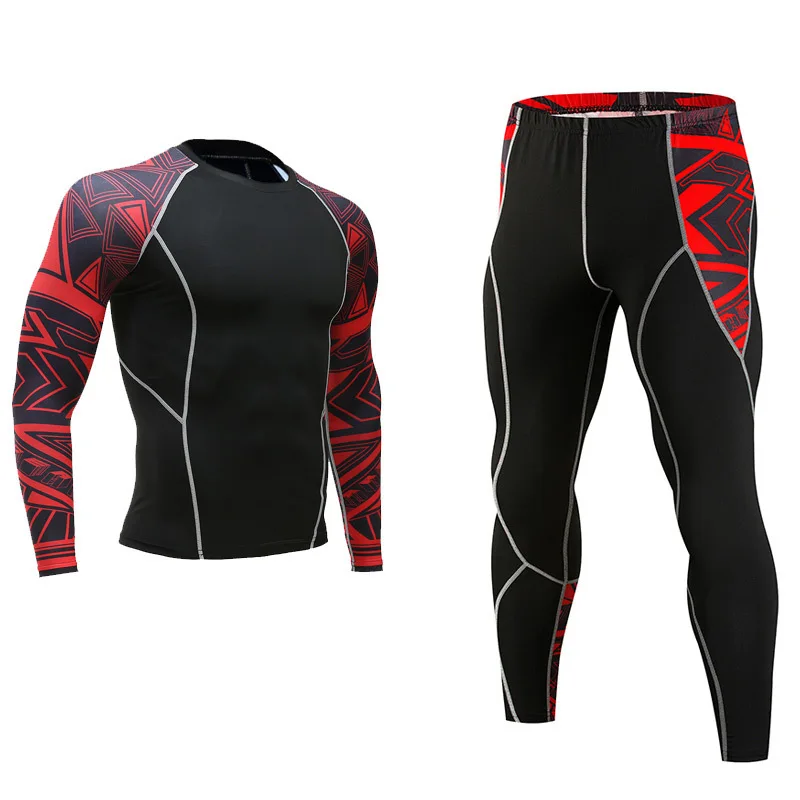 Men's Exercise Fitness Suit Tights Men's Long Sleeve Exercise T-Shirt Trousers Speed Dry Super Elastic Jogging Suit