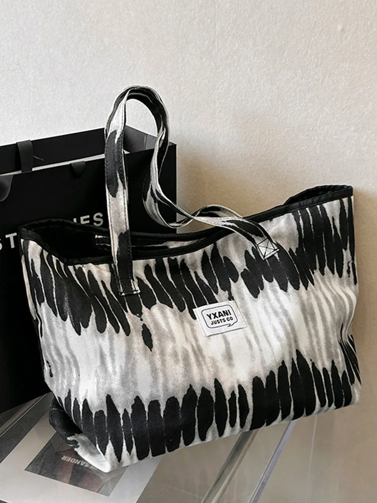 

Large Capacity Patchwork Women Totes Bags Korean Style Contrast Color Shopping Shoulder Packs Student Simple All-Match Handbags