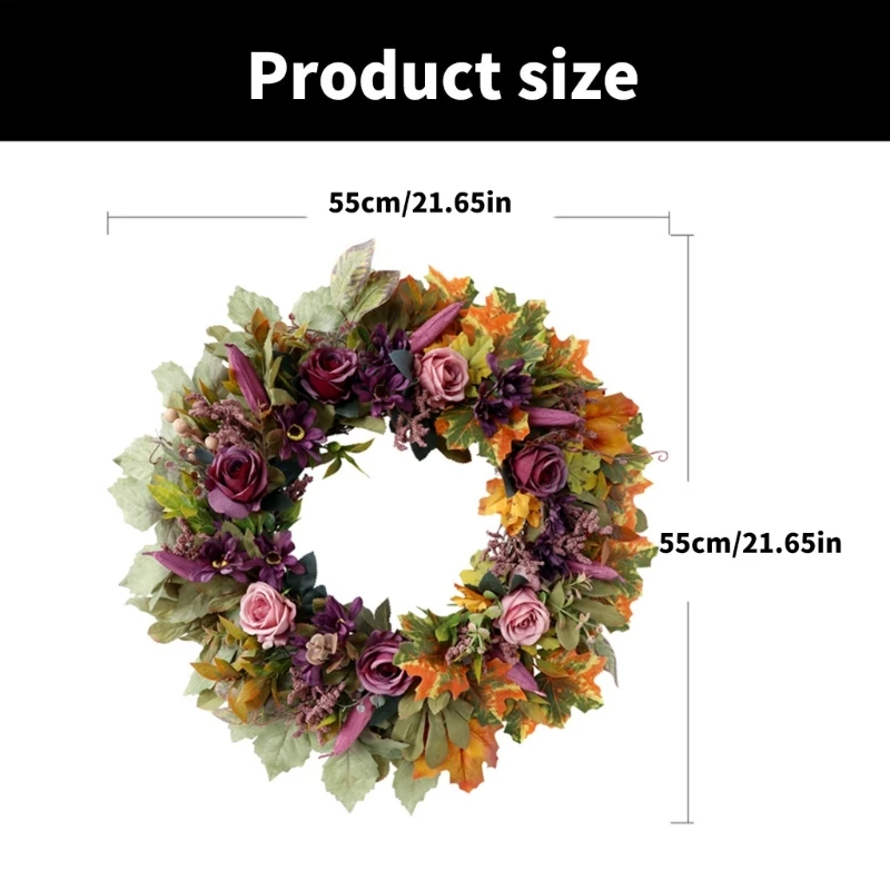 Искусственный венок из роз 21 65 дюйма реалистичный дизайн водостойкий для входной