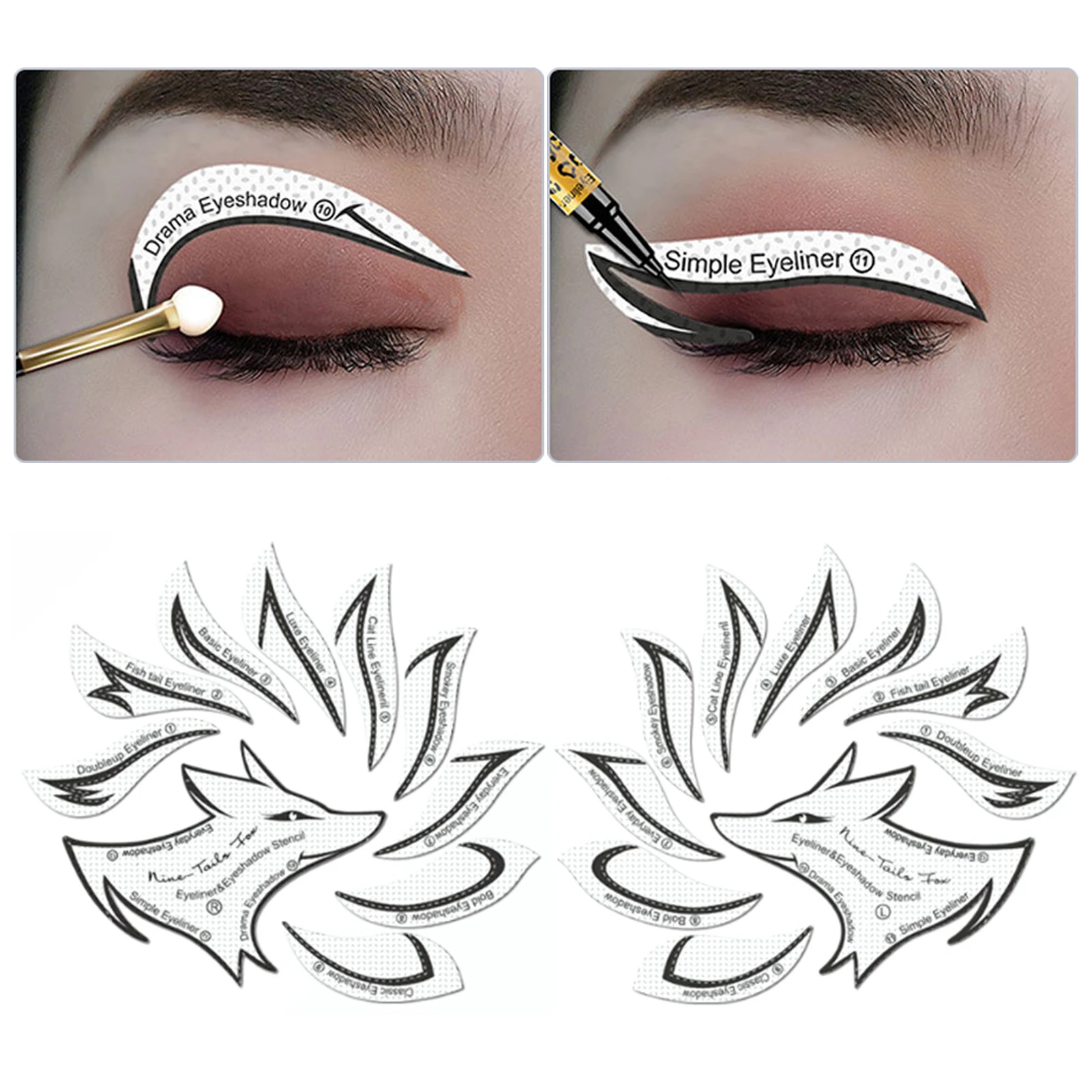 

24 Pcs Eyeliner Stencils Eye Makeup Template Stickers Card 12 Styles Non-Woven Eyeliner Eyeshadow 3 Minute Lazy Shaping Tools