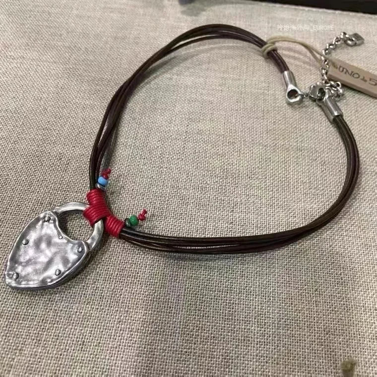 Yisheng Leather alloy bead necklace, Silver clasp,  with logo, wholesale, new 2021, European fashion gift