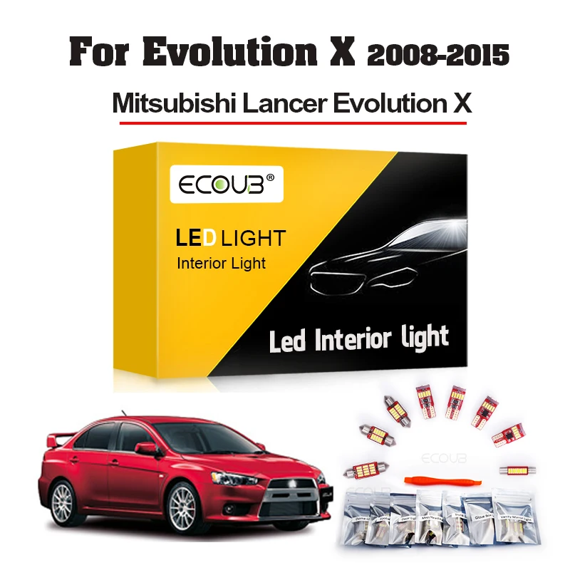 

8 шт., светодиодные лампы для салона Mitsubishi Evolution X 2008 2009 2010 2011 2012 2013 2014 2015