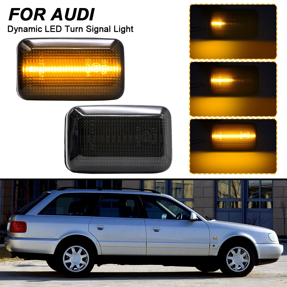 

LED Dynamic Side Marker Blinker Lights 2PCS Turn Signal Indicator Lamps For Audi 80 90 100 200 4000 A6 V8 Coupe B2 B3 Cabriolet