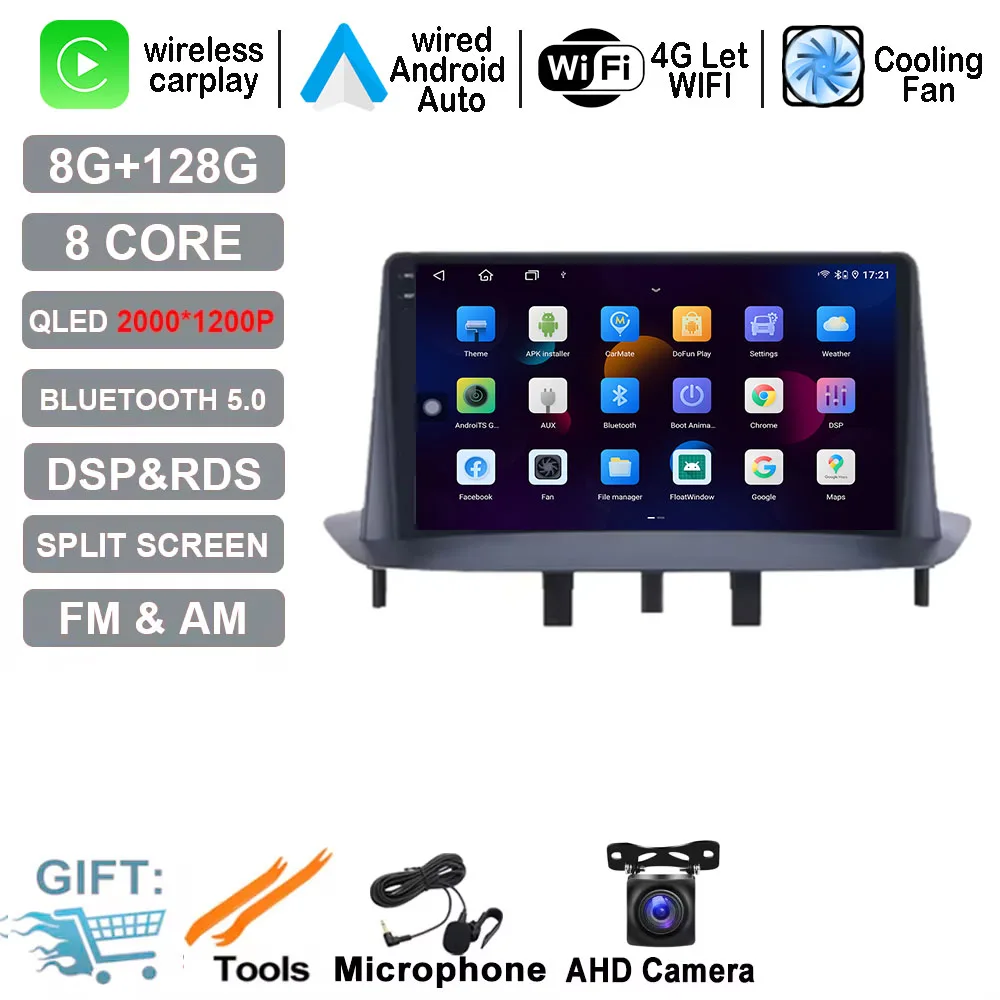 

Для Renault Megane 3 Fluence 2008 2009 2010 2011-2014 Android 15 Автомобильный мультимедийный плеер Carplay DSP Стерео GPS-навигация