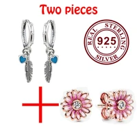 925 %d1%81%d0%b5%d1%80%d1%8c%d0%b3%d0%b8 silver pan earrings fashion leaf pan earrings and rose gold daisy pan earrings for women wedding fashion jewelry