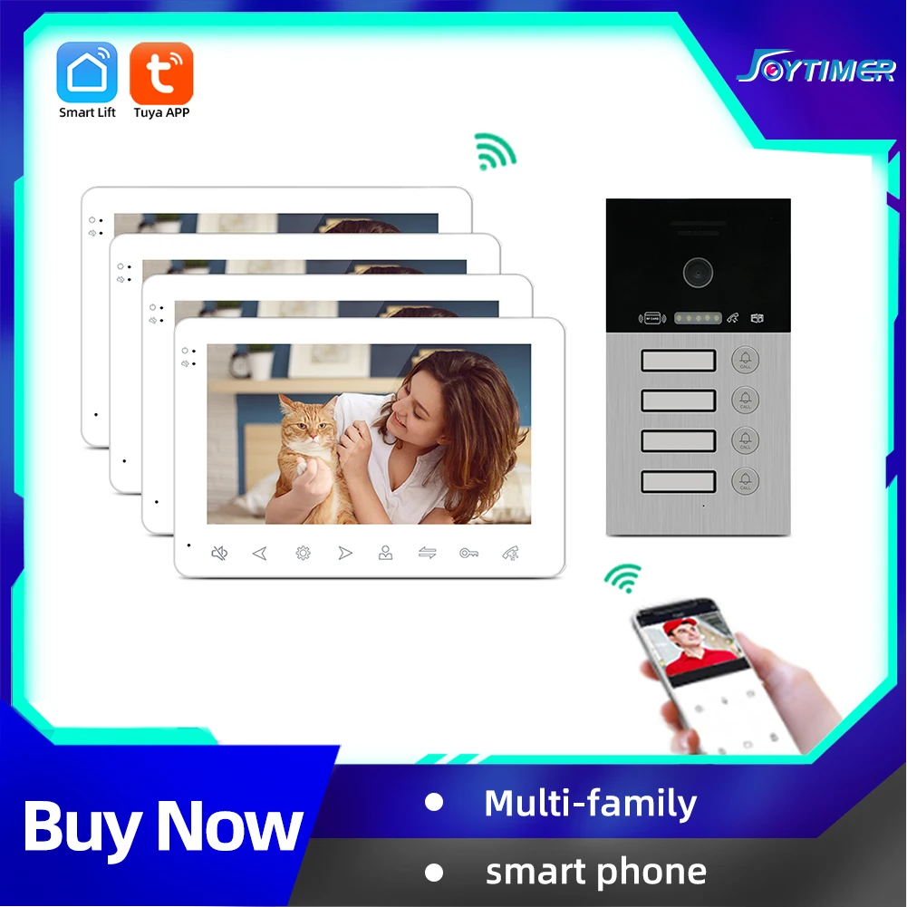 Joytimer Wireless Video Intercom for Apartments 1200TVL WIFI Video Door Phone Support Tuya Smart Suitable For Multi-Families