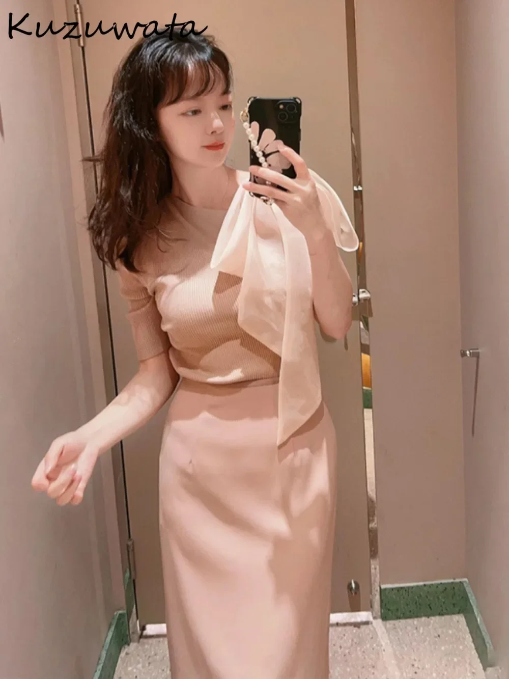 Пуловер Kuzuwata с воротником-лодочкой модный джемпер в стиле пэчворк коротким