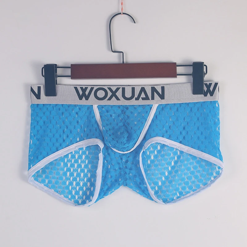 

AIIOU 2022 Mens Mesh Underwear Shorts Boxers Hole See Through Pouch Gay Sissy Underpants Shorts Men Sexy Underwear Nylon Boxers