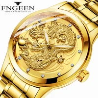 fngeen mens watches 2022 new fashion luminous waterproof quartz watch luxury diamond gold dragon dial relogio masculino s666