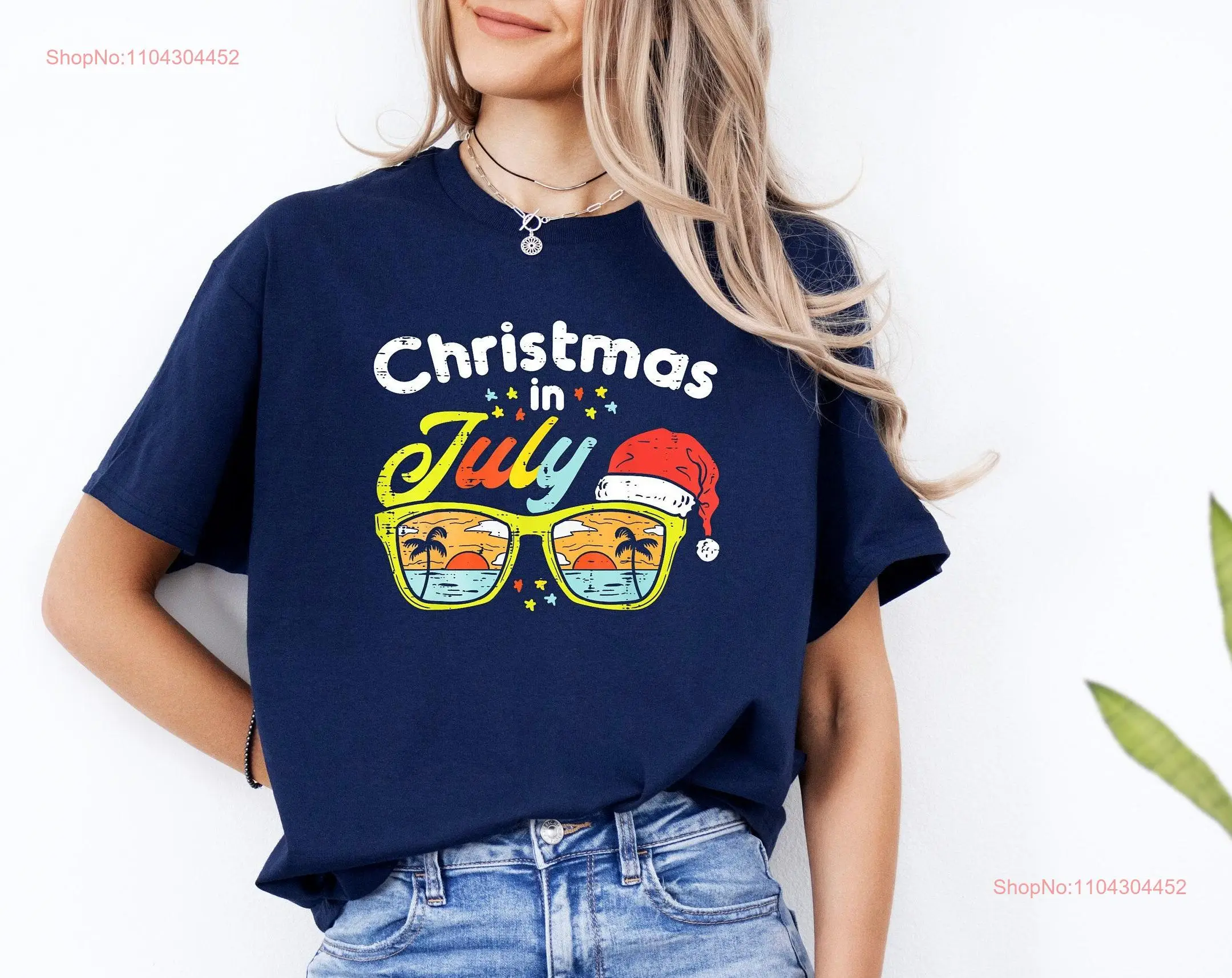 Футболка Рождество в июле летний пляжный отдых середина года Санта-Клаус с