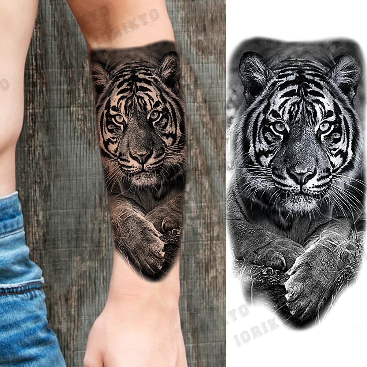 Черные временные татуировки "Атомная бомба" для мужчин, взрослых, дьяволов, пиратов, тигров, волков. Поддельные татуировки, водостойкие, как элемент украшения тела.