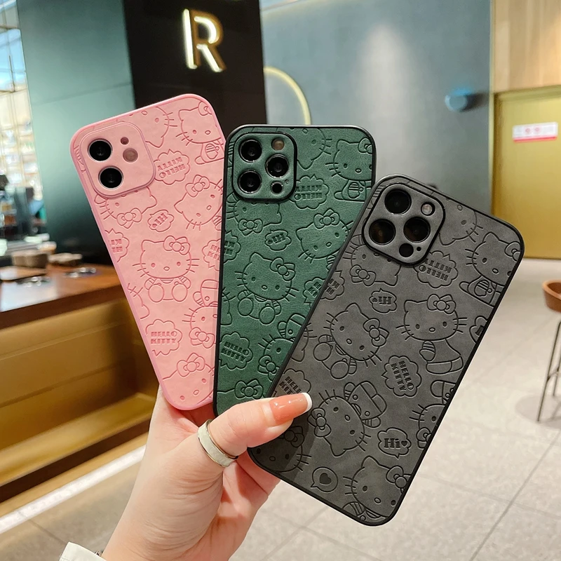 

Sanrio Hello Kitty Liquid Silicone Phone Case For iPhone 14 13 11 12 Pro Max XS XR 7 8 Plus SE2 Shockproof Cover Accessories Y2K