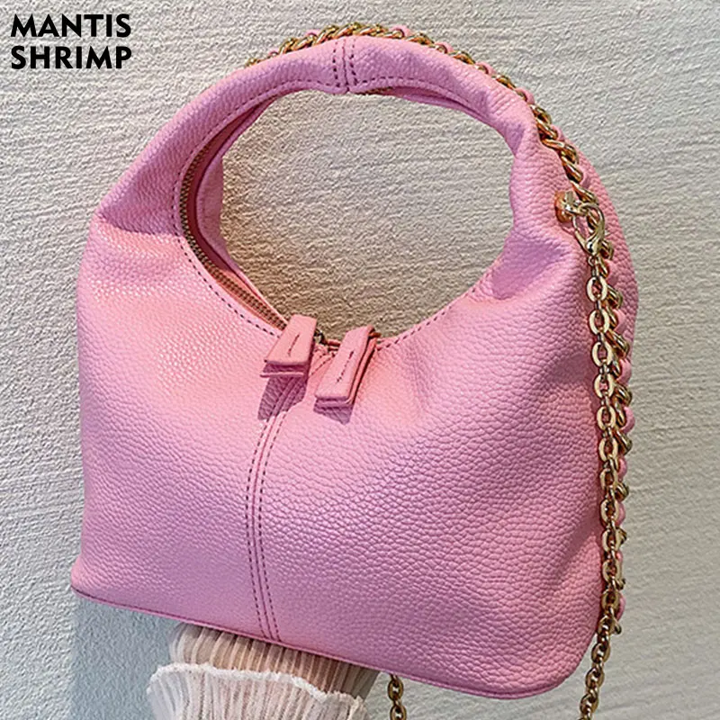 

Women Bag Fashion Shoulder Underarm Bag PU Leather Ladies Vintage Chain Pure Color Zipper Handbag Classic Crossbody Messenger