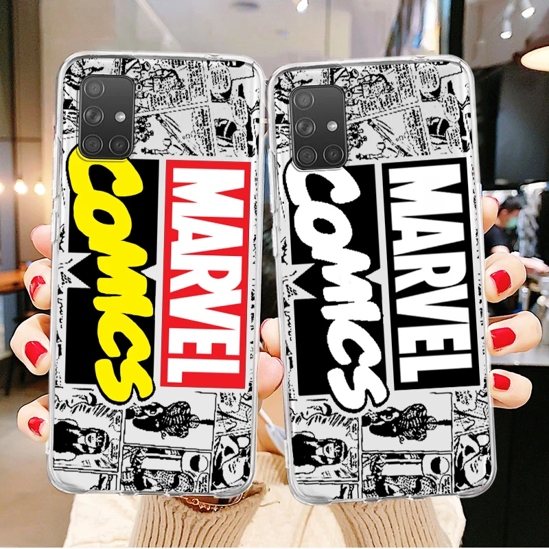 

Avengers Marvel Art Comics Transparent Phone Case For Samsung A73 A72 A71 A53 A52 A51 A42 A33 A32 A23 A22 A21 A13 A04 A03 5G