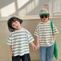 childrens clothing 2022 boys cotton casual t shirt toddler girls fashion striped print pattern all match pullover summer new