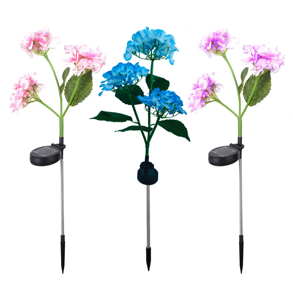 

NewSolar колышковый светильник с 3 гортензией, 2 шт., солнечная газонная лампа IP55, водонепроницаемый солнечный светильник гортензии, Автоматичес...