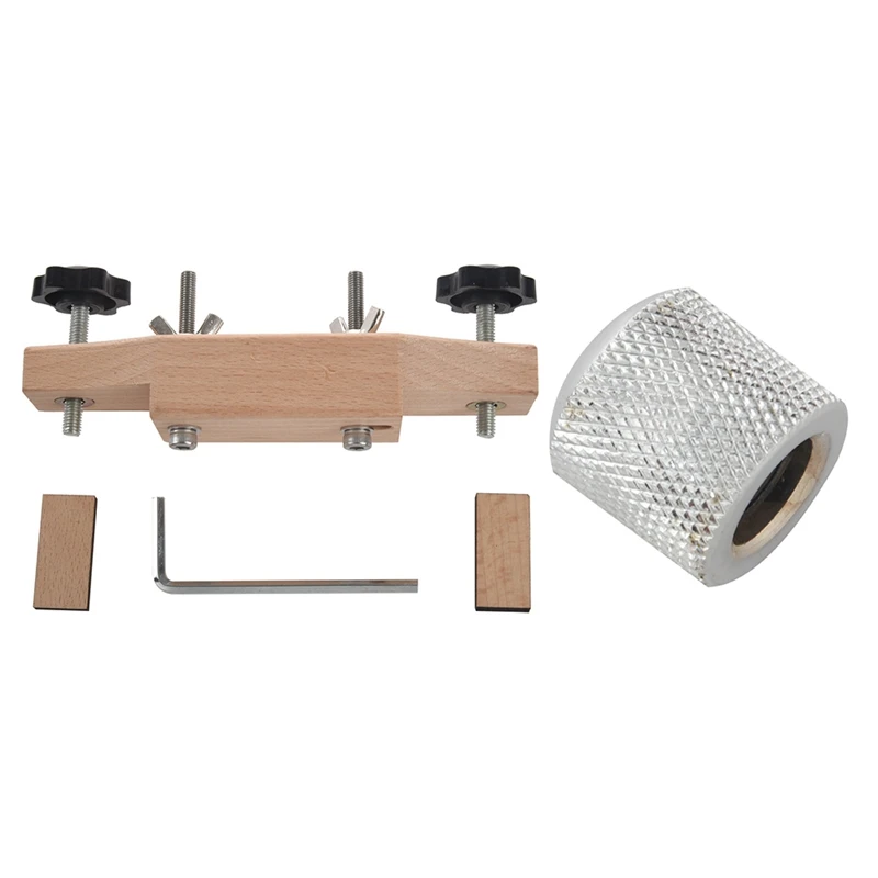 

4X Guitar Dome Control Knobs With 1 Set Solid Maple Stainless Steel Guitar Bridge Install Clamp Luthier Tools