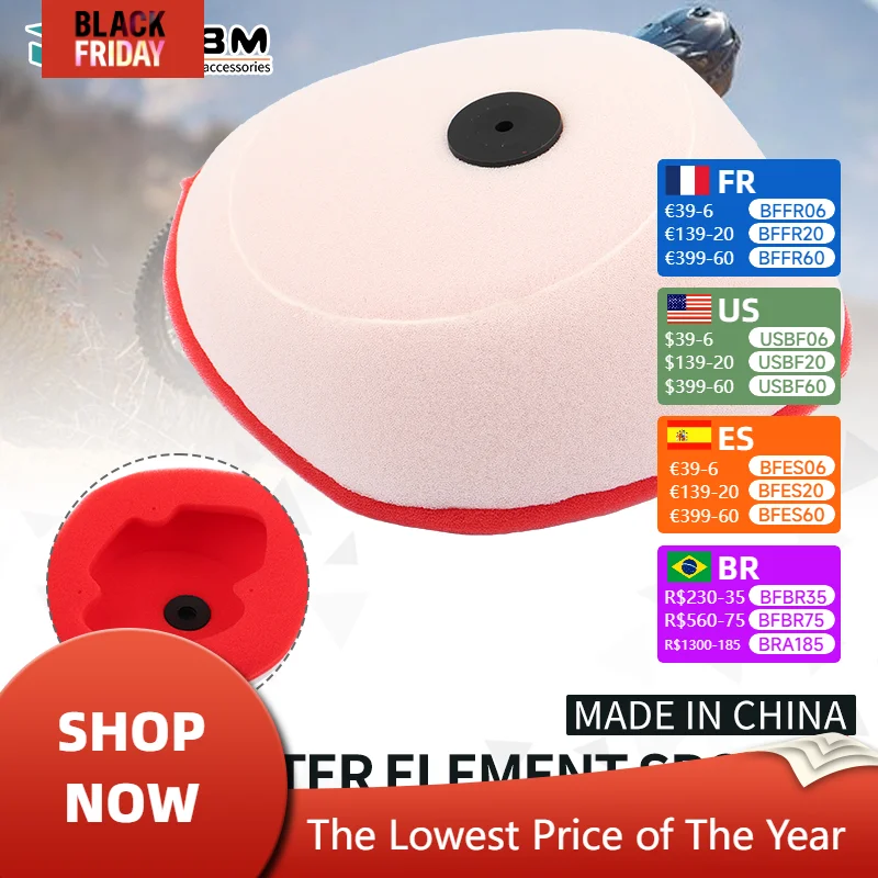 Воздушный фильтр JSBM Off Road Dual Foam для BETA RR RS 125 250 300 350 390 400 430 480 490 498 500 525 2T 4T 5T 6T 7T 29-HM035-C