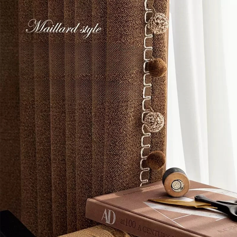 Легкие роскошные карамельные бархатные оконные шторы Maillard кофейного цвета