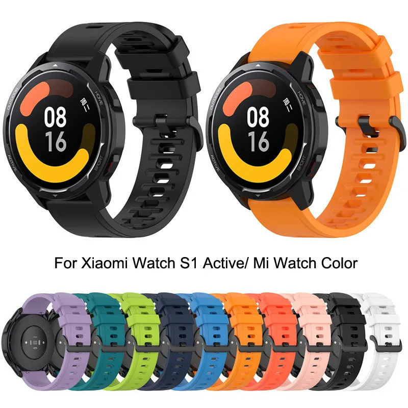 22mm Watch Band For Xiaomi Mi Watch S1 Active color 2 Watch Strap Silicone Bracelet Replaceable Accessories For Galaxy watch 3