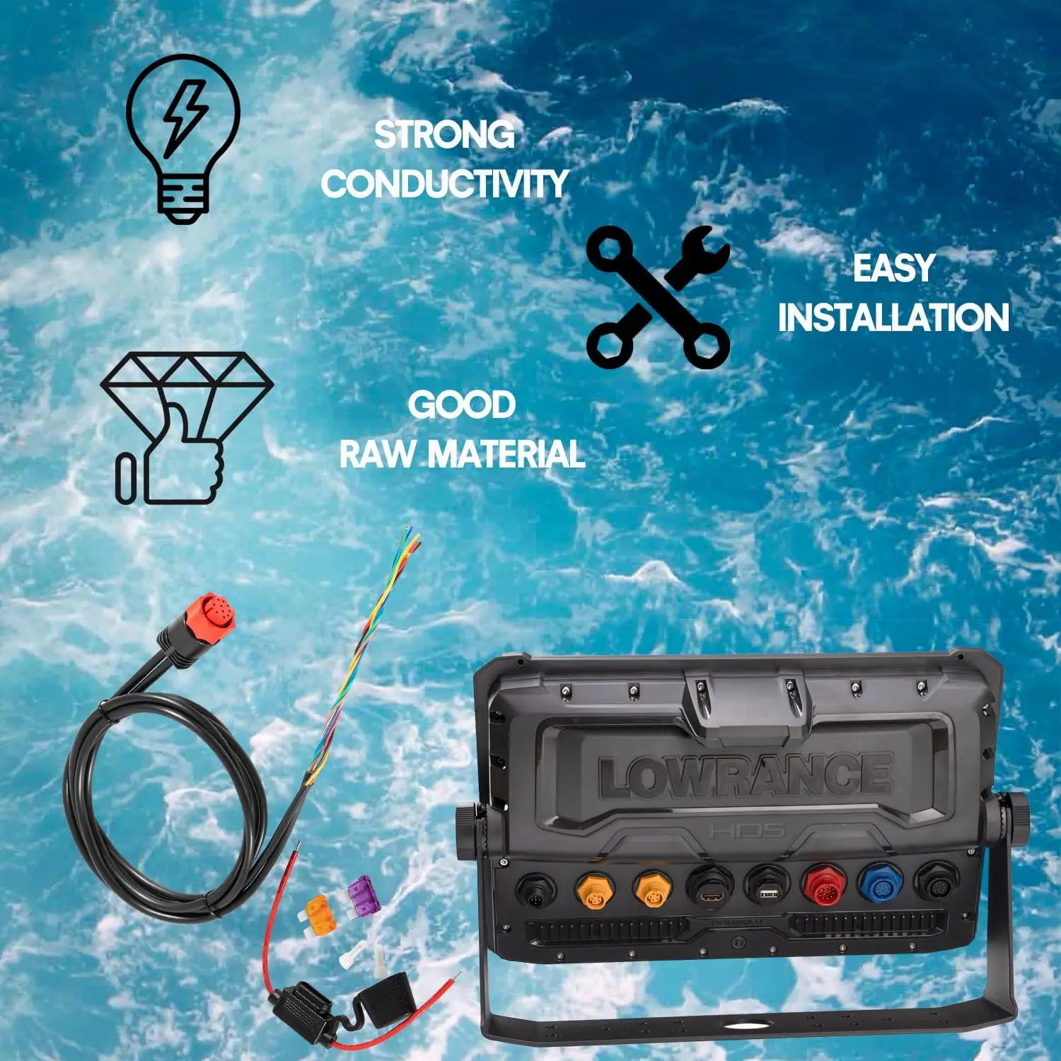 Фото MX 000-0127-49 PC-30-RS422 сменный кабель питания для серии Lowrance Hds Elite Hook 4 Chirp, красный, двойной фоторазъем для связи №2