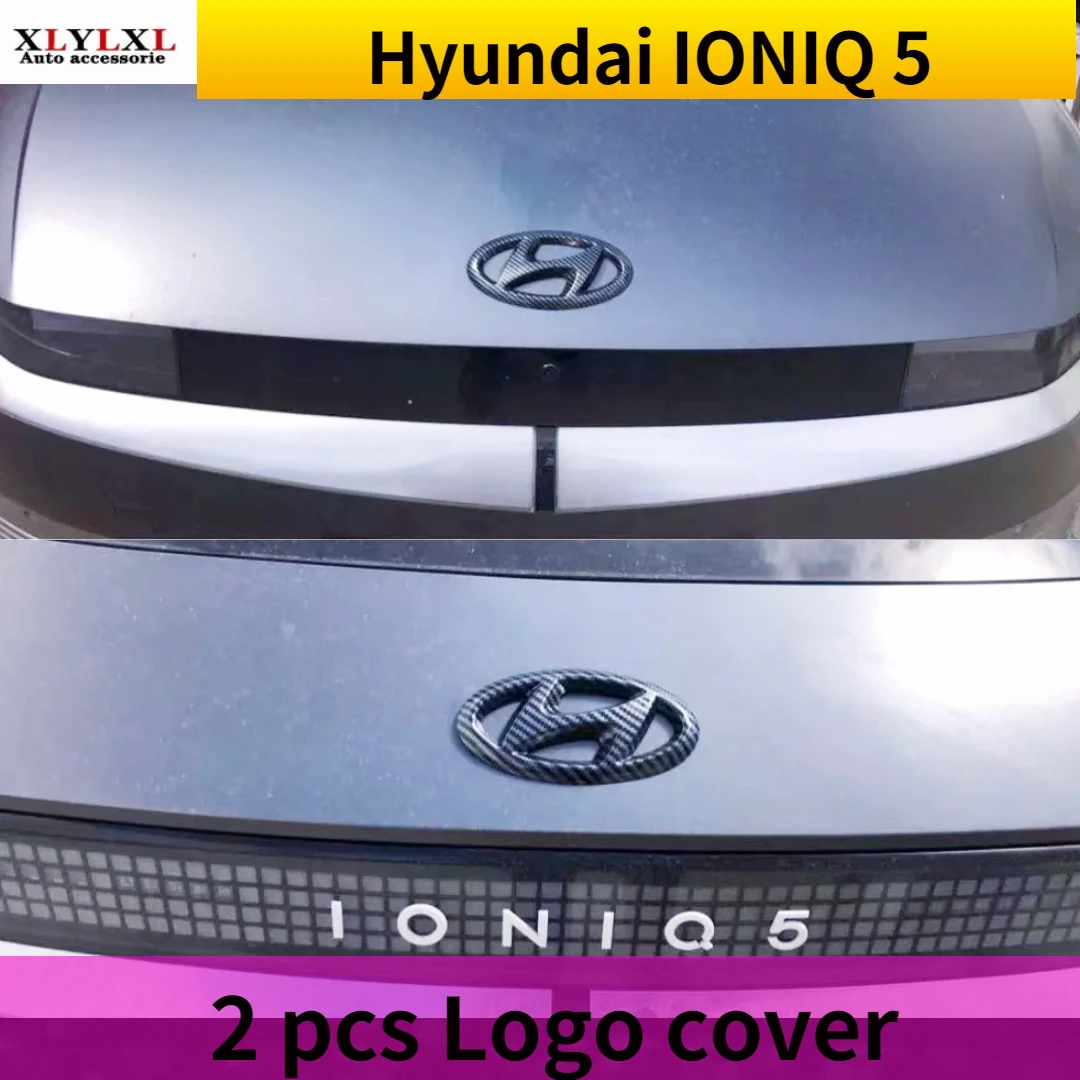 

2 pcs logo for Hyundai IONIQ 5 Carbon fiber red black Steering wheel Engine room Tail box logo IONIQ5