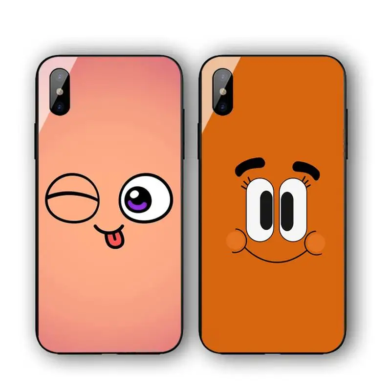 

Cute Face Phone Case For Iphone 11 12 13 14 Pro Max 7 8 Plus X Xr Xs Max Se2020 Tempered Glass Cove