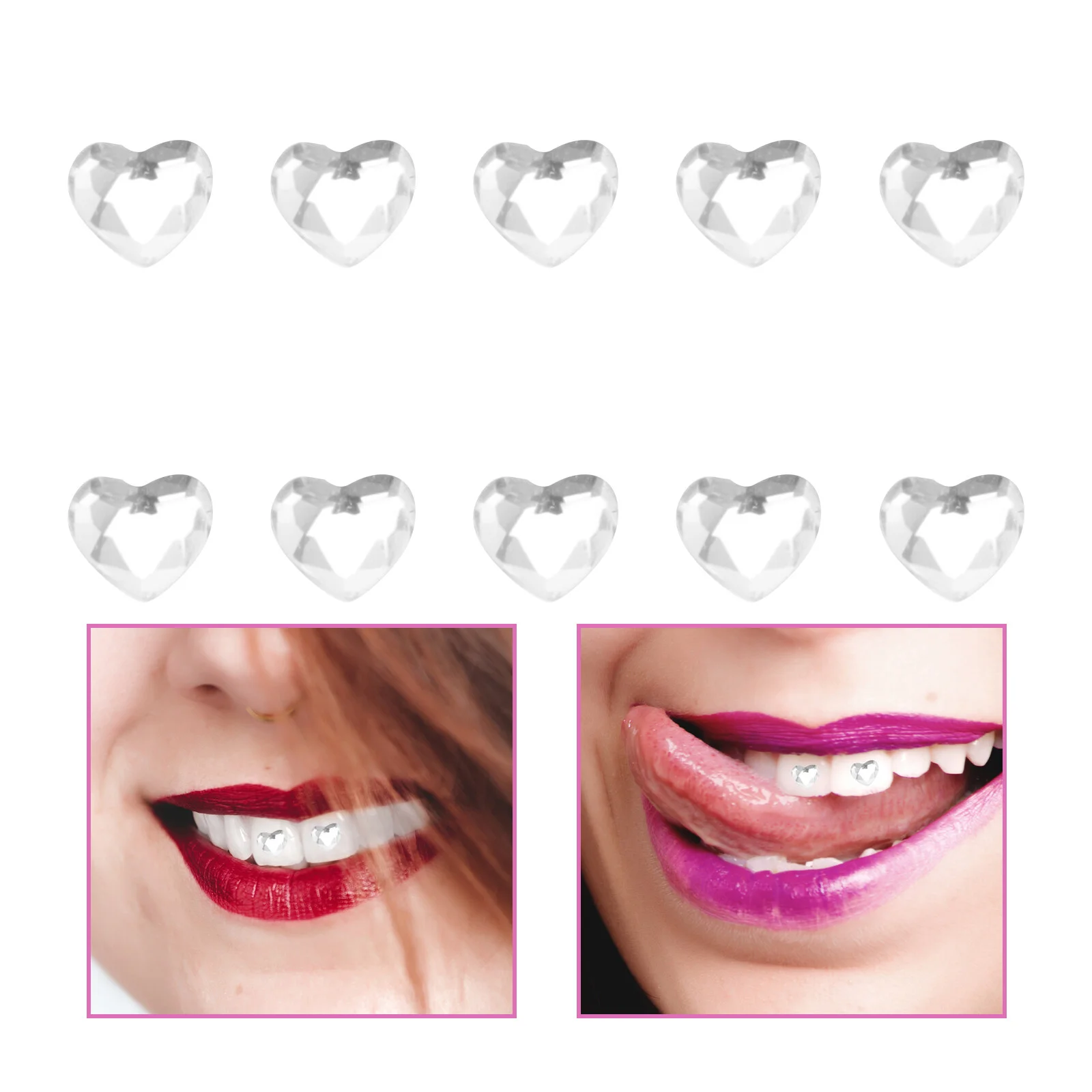 

10pcs Teeth Gems Heart Gems for Teeth Crystal Teeth Jewelry Body Stickers