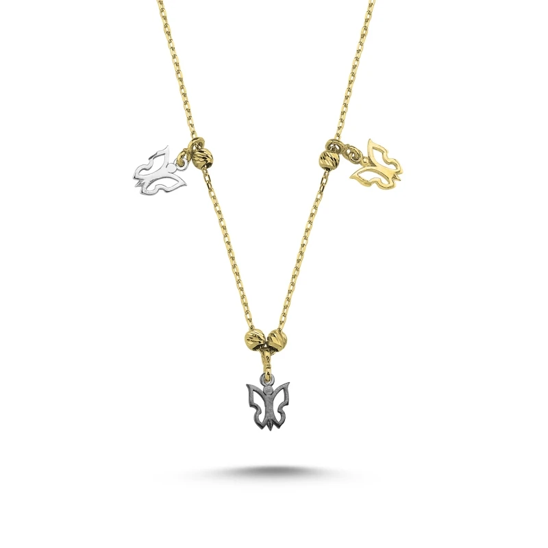 

Silver 925 Sterling Butterfly Patterned Sterling Dangle Necklace