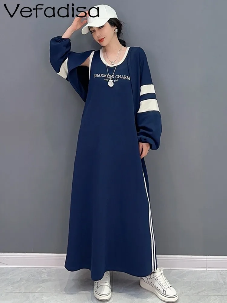 

Vefadisa 2023 Spring Summer New Fashion Vest Dress Small Jacket Two-piece Women Elegant Blue And Pink Personalized Dress ZY590