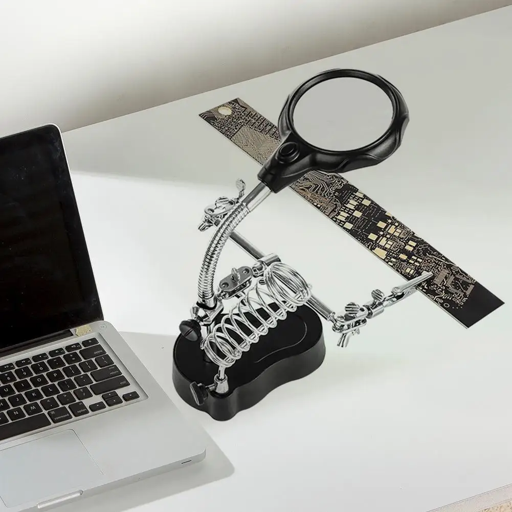 

Welding Adjustable Magnifier Glass with LED Light Clip Loupe Hand Solder Stand