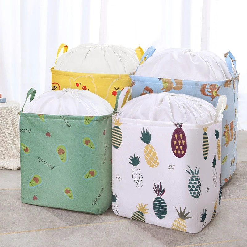 

Bucket Bag Organizer Clothes Blanket Baby Toy Basket Travel Suitcases Quilt Bags Home Waterproof Foldable Large Capacity Storage