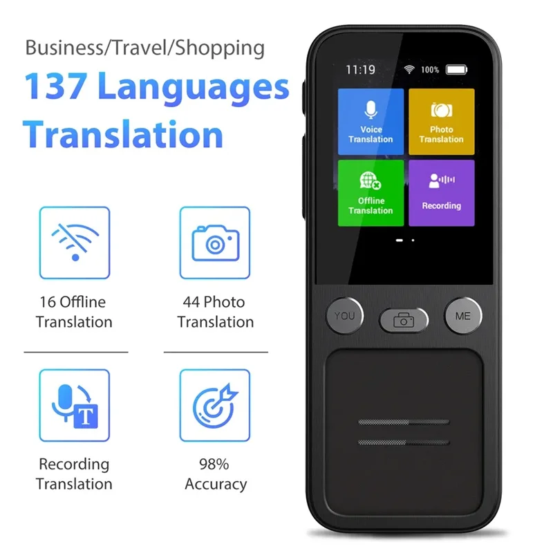 

Portable T16 Instant Intelligent Voice Translation Recording 138 Language Real Time Smart Offline Translation Machine