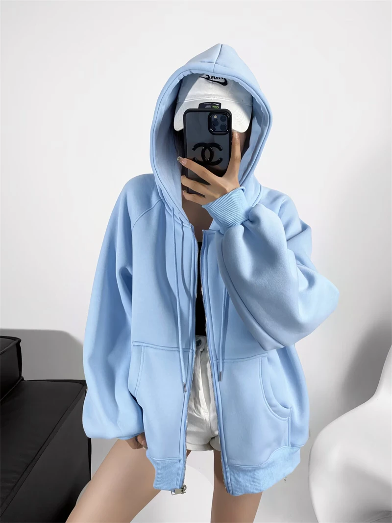 KEYANKETIAN 2024 новые зимние женские флисовые толстые однотонные толстовки в