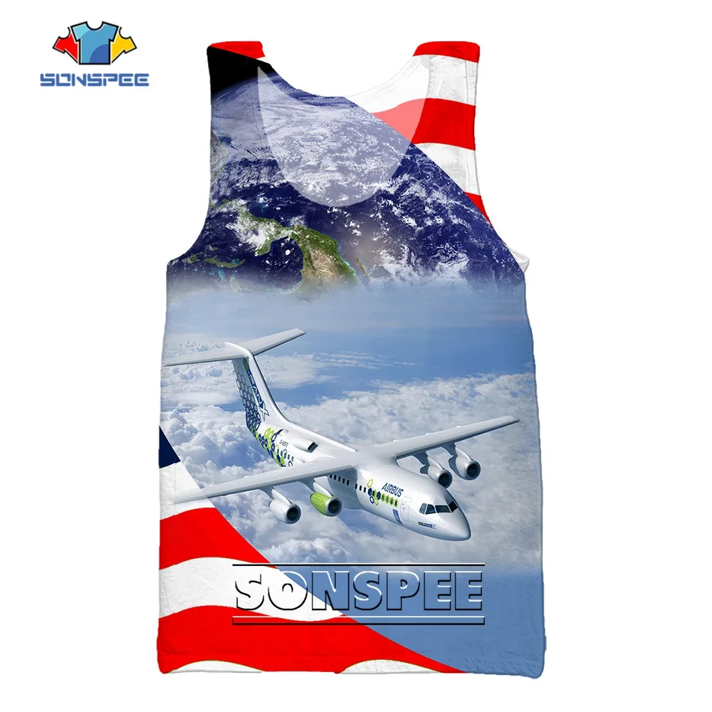 

SONSPEE 3D Printing Transportation Tank Top Summer Sleeveless Stripe Garment American Flag All-match Sports Cool Undershirt