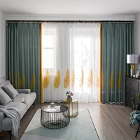 modern minimalist leaf embroidered herringbone blackout curtain living room bedroom study curtain with yarn